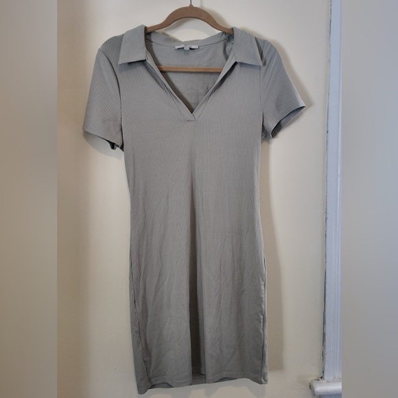 Love Tree Mint Sage Mini Dress Size L Stretchy Fit Summer Lagonlook Minimalist - Picture 3 of 8